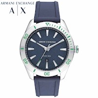 Reloj Armani Exchange Enzo AX1827 Para Hombre Fecha Correa de Silicona Azul Acero